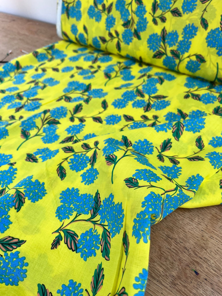 Yellow Blue Sprig - Cotton Lawn Fabric - The Eternal Maker - UK Fabric Shop