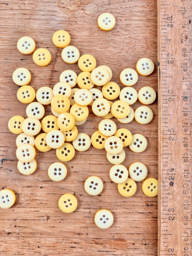 Yellow Gingham Button - 13mm - The Eternal Maker - UK Fabric Shop