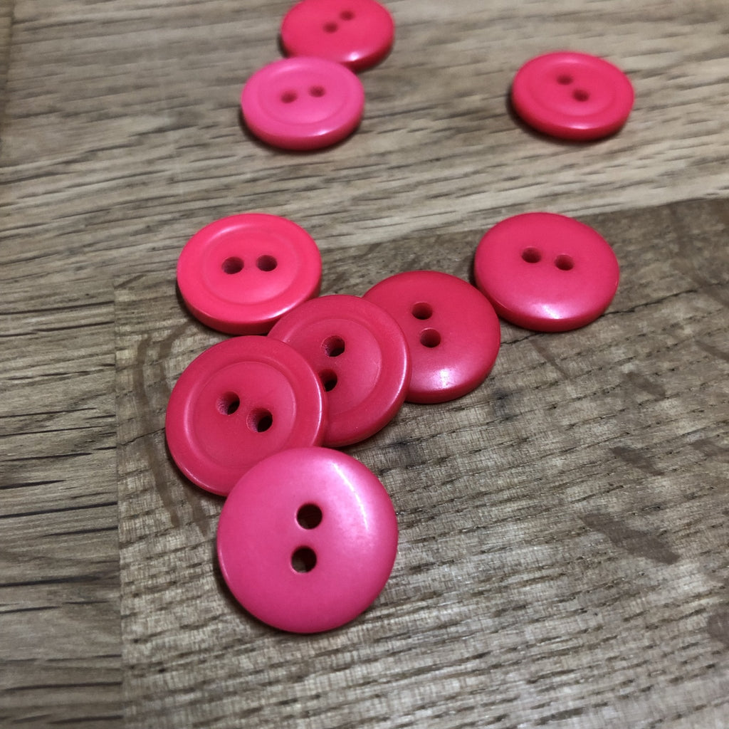 15mm - 2 Hole Ring Edge Pink Button - The Eternal Maker - UK Fabric Shop