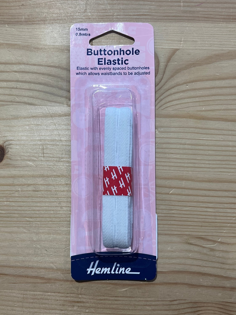 15mm - White Buttonhole Elastic - 0.9m Pack - The Eternal Maker - UK Fabric Shop