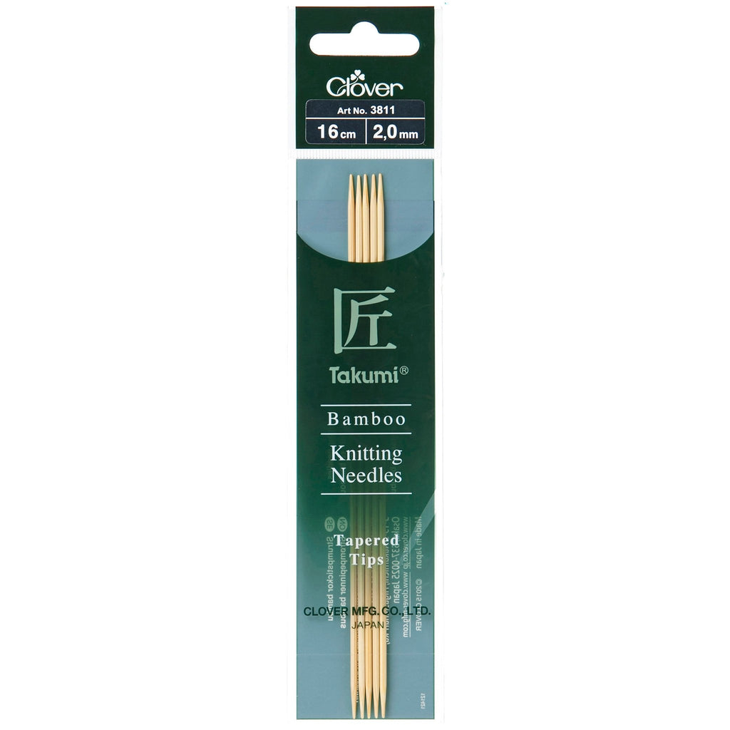 2.00mm 16cm - Clover Bamboo Double Pointed Needles - set of five - The Eternal Maker - UK Fabric Shop