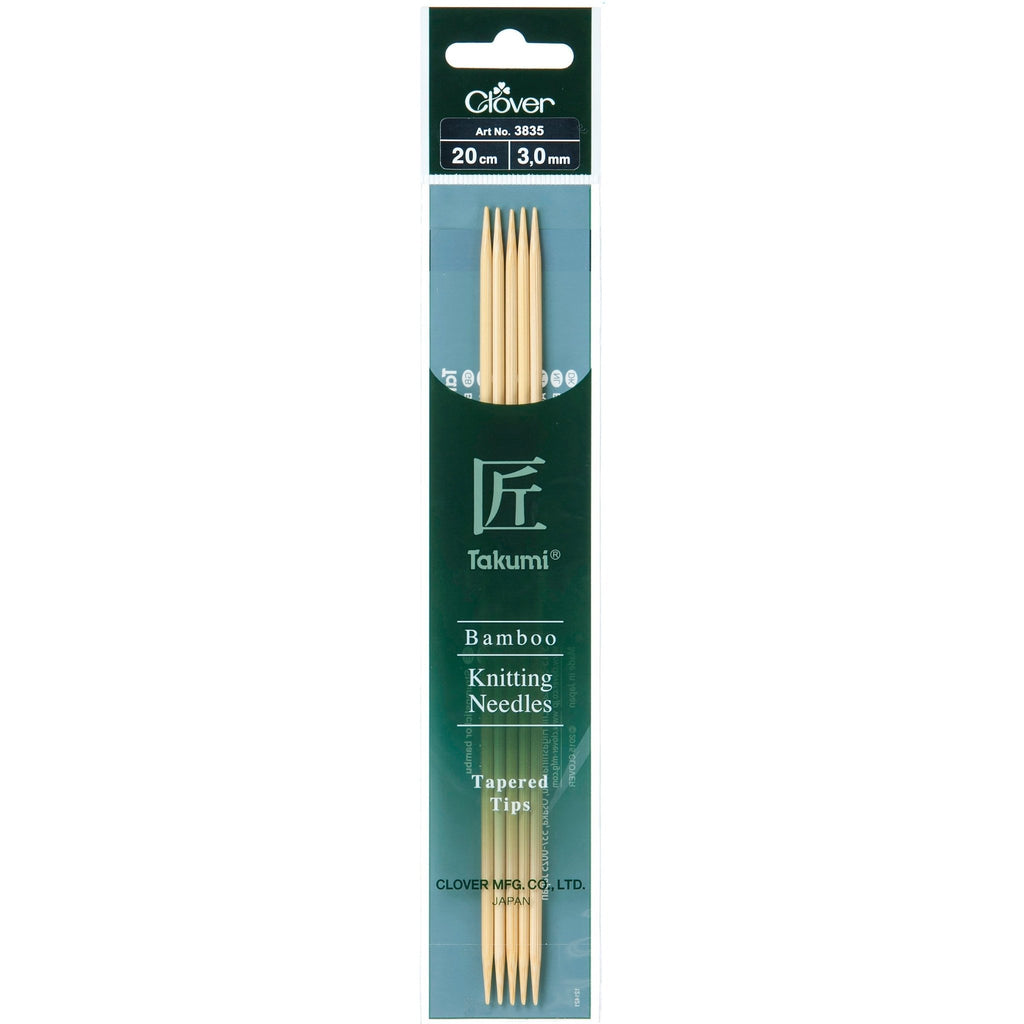 3.00mm 20cm - Clover Bamboo Double Pointed Needles - set of five - The Eternal Maker - UK Fabric Shop