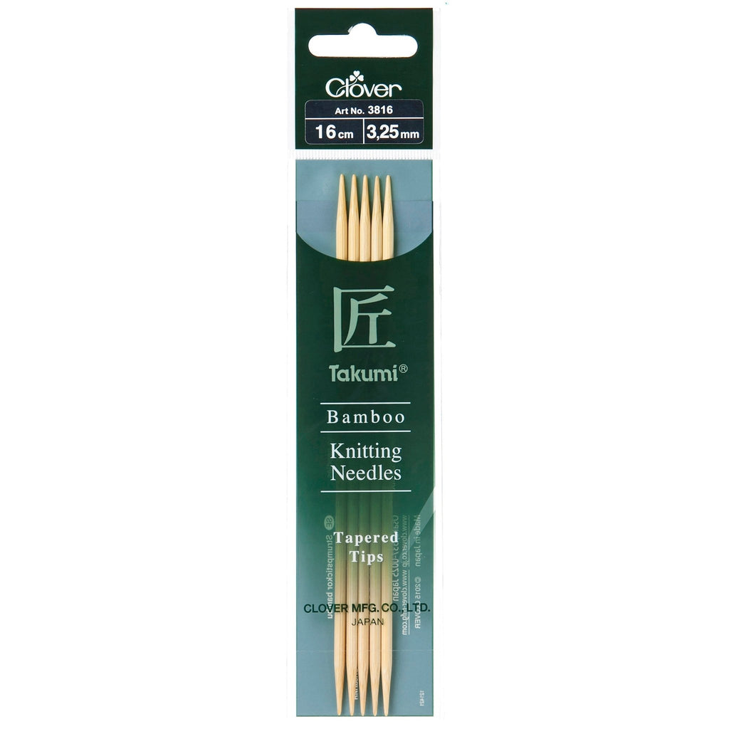 3.25mm 16cm - Clover Bamboo Double Pointed Needles - set of five - The Eternal Maker - UK Fabric Shop