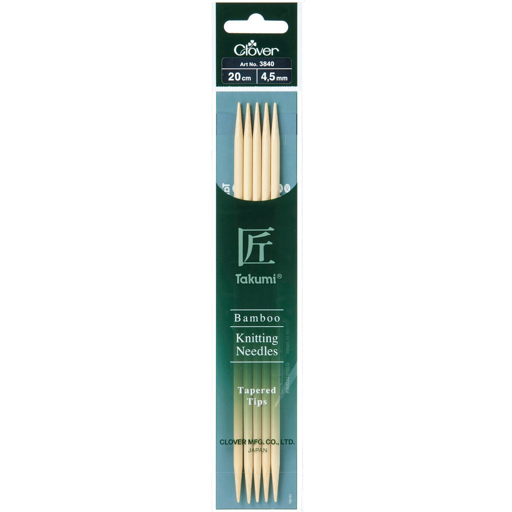4.50mm 20cm - Clover Bamboo Double Pointed Needles - set of five - The Eternal Maker - UK Fabric Shop