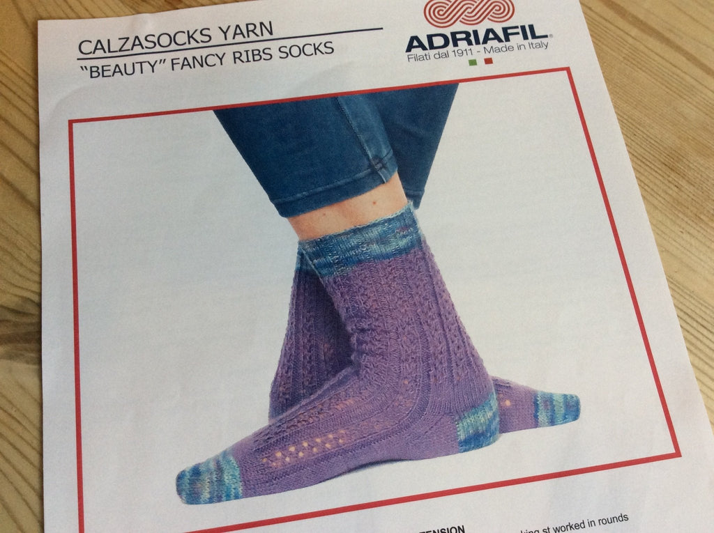 4ply Fancy Ribbed Sock Knitting Pattern - “Beauty” Socks for Calzasocks Yarn by Adriafil - The Eternal Maker - UK Fabric Shop