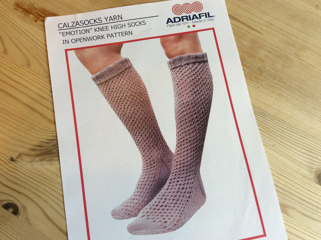 4ply Knee High Sock Knitting Pattern - “Emotion” Socks for Calzasocks Yarn by Adriafil - The Eternal Maker - UK Fabric Shop