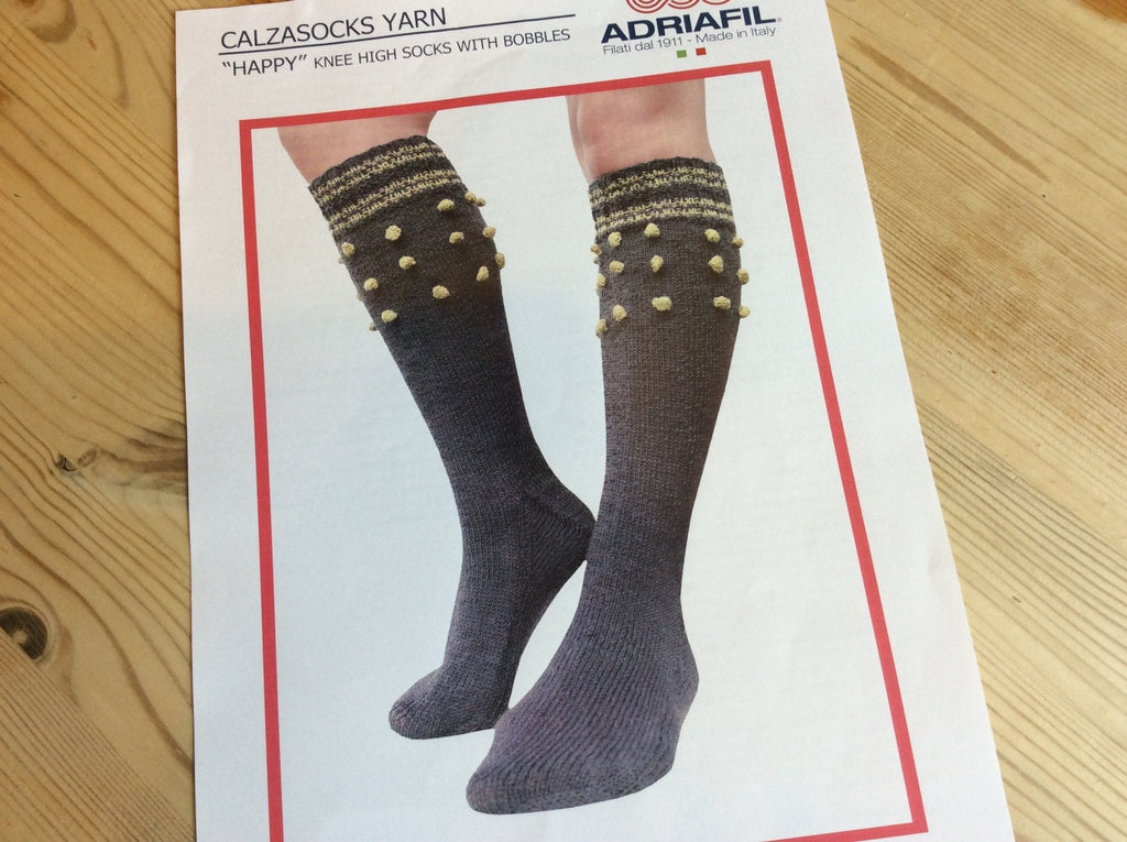 4ply Knee High Sock Knitting Pattern - “Happy” Socks for Calzasocks Yarn by Adriafil - The Eternal Maker - UK Fabric Shop