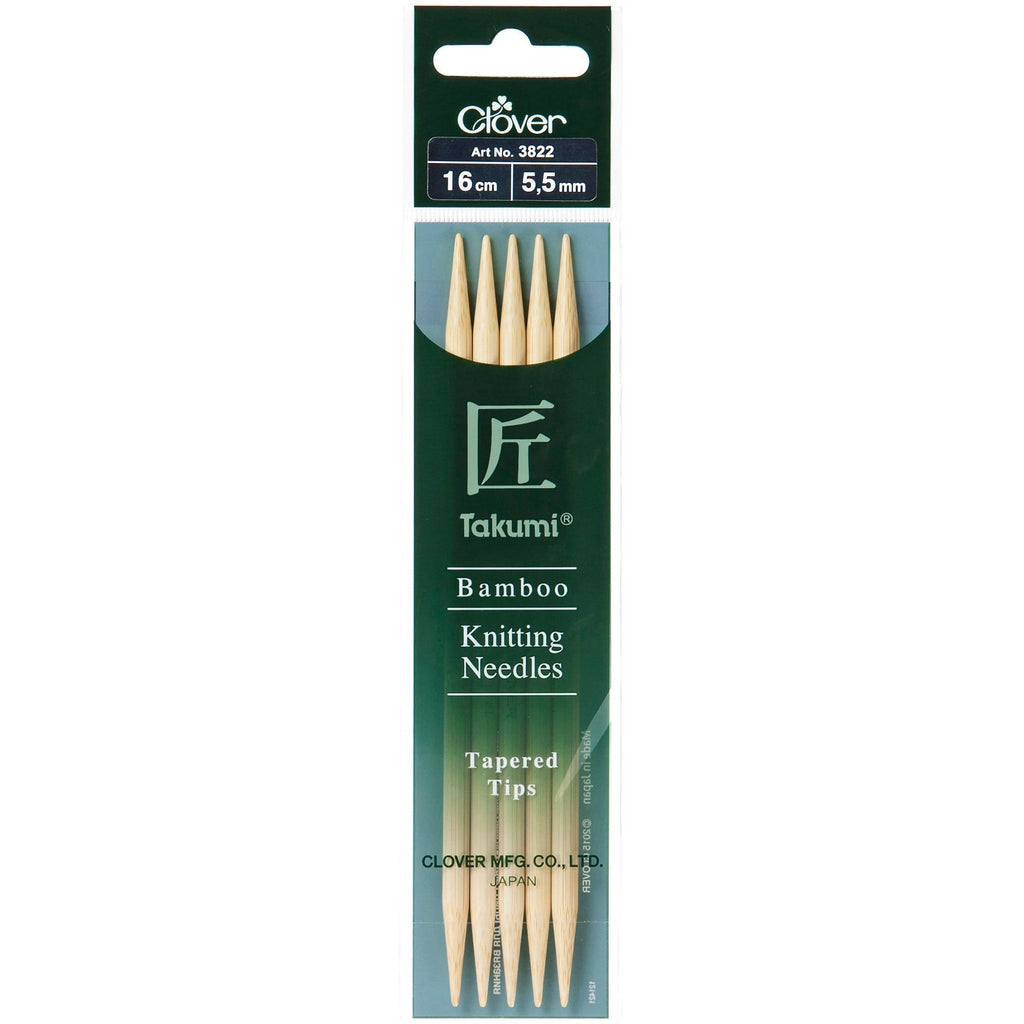 5.50mm 16cm - Clover Bamboo Double Pointed Needles - set of five - The Eternal Maker - UK Fabric Shop
