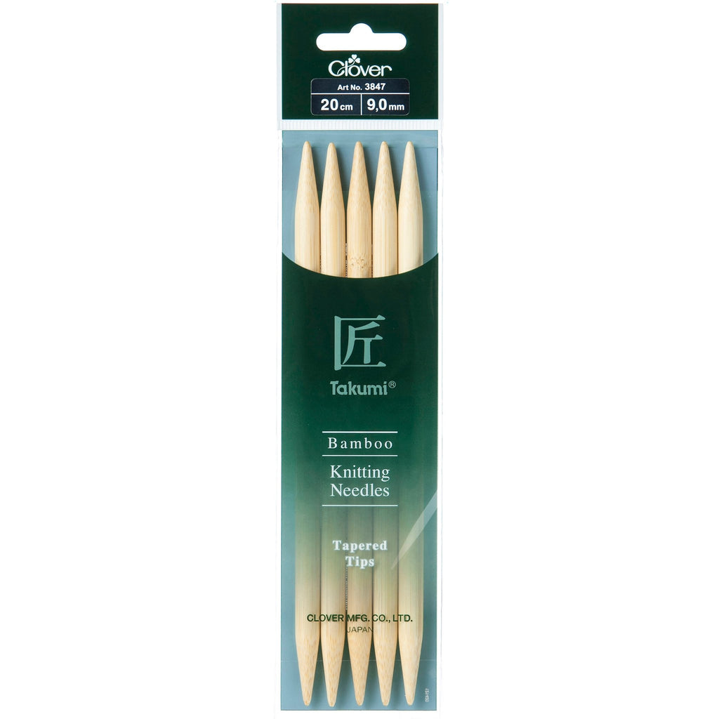 9.00mm 20cm - Clover Bamboo Double Pointed Needles - set of five - The Eternal Maker - UK Fabric Shop