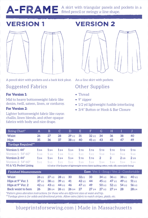 A - Frame Pencil Skirt - Blueprints for Sewing - Digital PDF Pattern - The Eternal Maker - UK Fabric Shop