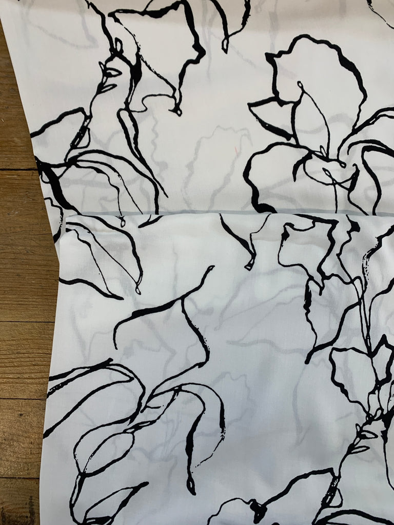 Abstract Lily in White - Viscose - The Eternal Maker - UK Fabric Shop