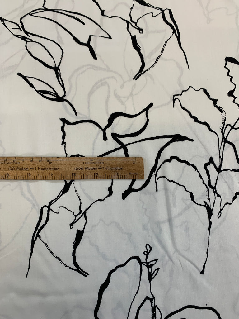 Abstract Lily in White - Viscose - The Eternal Maker - UK Fabric Shop