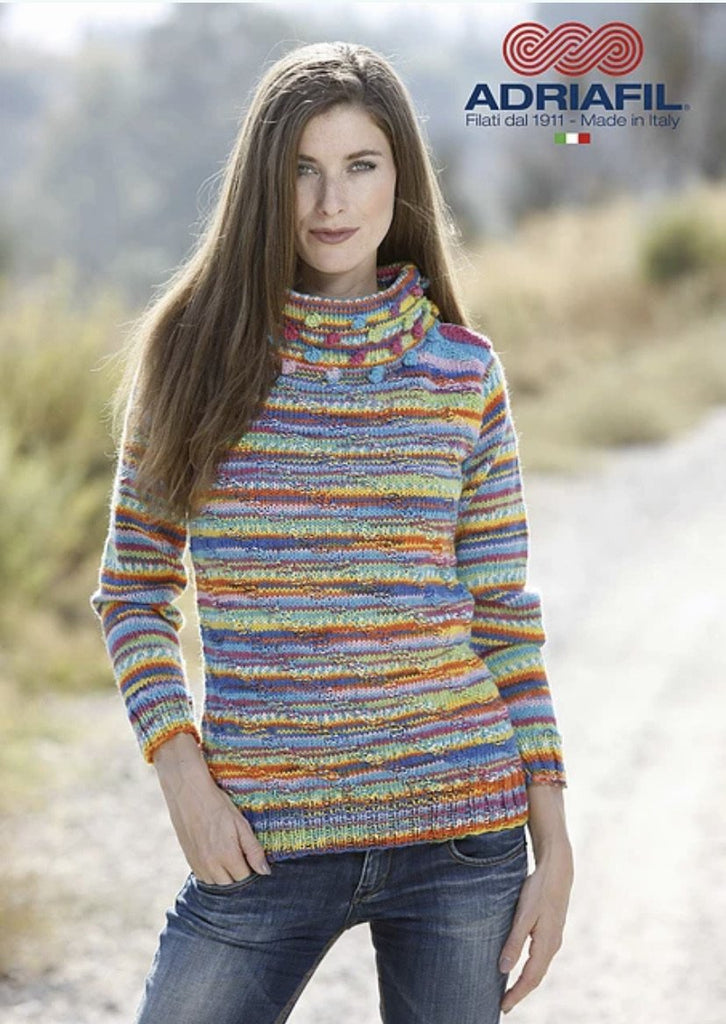 Adriafil Knitting Patterns “Beethoven” Pullover Knitting Pattern - Knitcol Yarn - Adriafil
