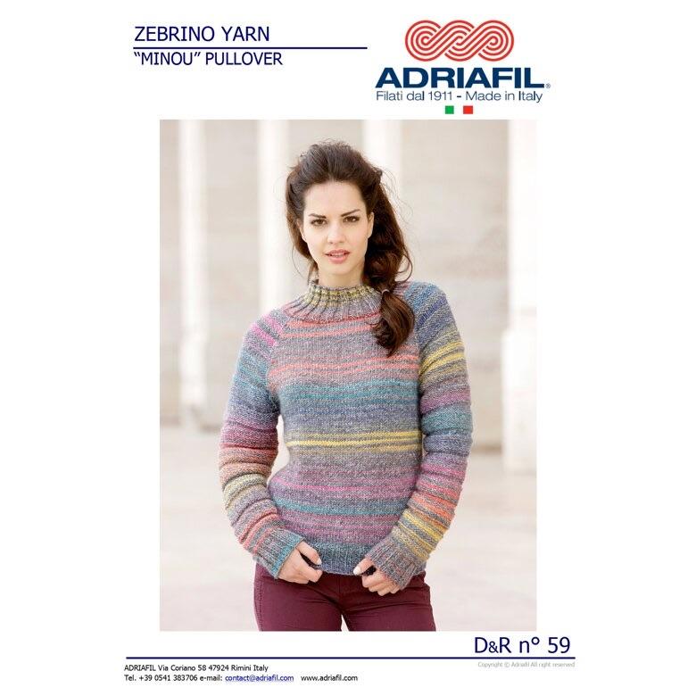 Adriafil Knitting Patterns “Minou” Pullover Knitting Pattern - Duo Plus Yarn - Adriafil