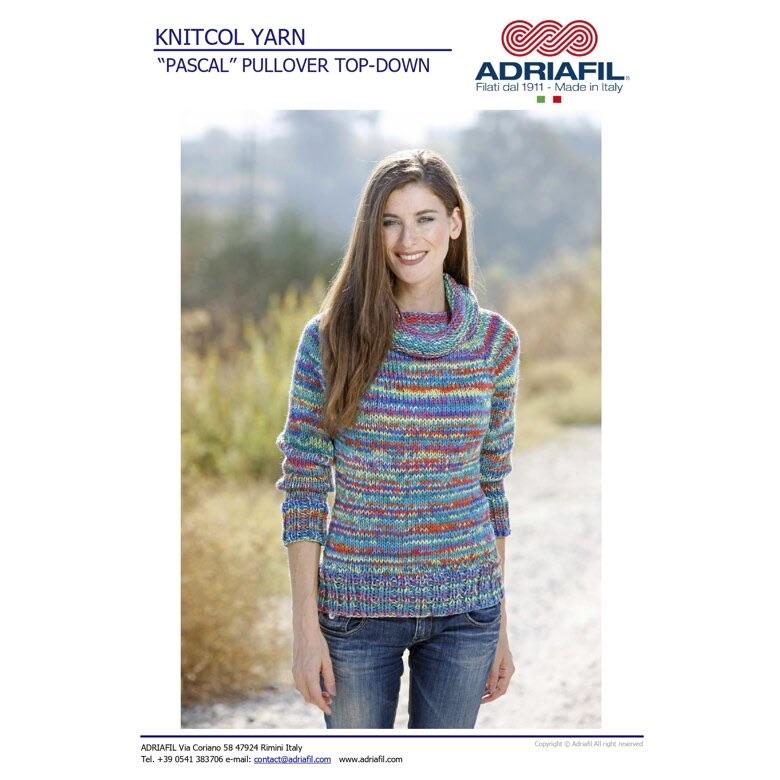 Adriafil Knitting Patterns “Pascal” Pullover Knitting Pattern - Knitcol Yarn - Adriafil