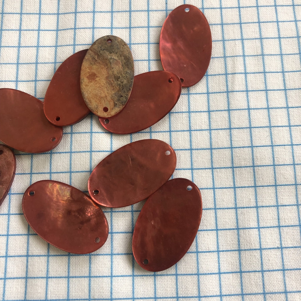 Agoya Shell Pendant 2 Holes - 30mm - Coral - The Eternal Maker - UK Fabric Shop