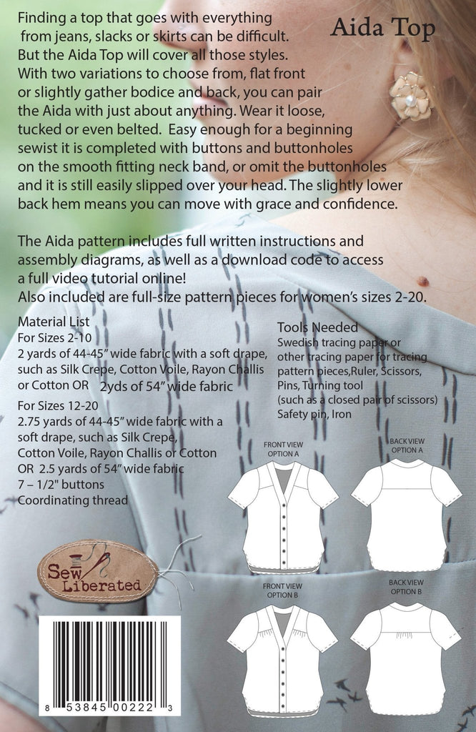 Aida Top - Sew Liberated - Digital Download PDF Sewing Pattern - The Eternal Maker - UK Fabric Shop
