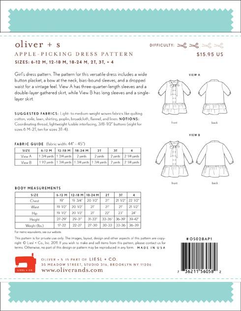 Apple - Picking Dress - Oliver + S - The Eternal Maker - UK Fabric Shop