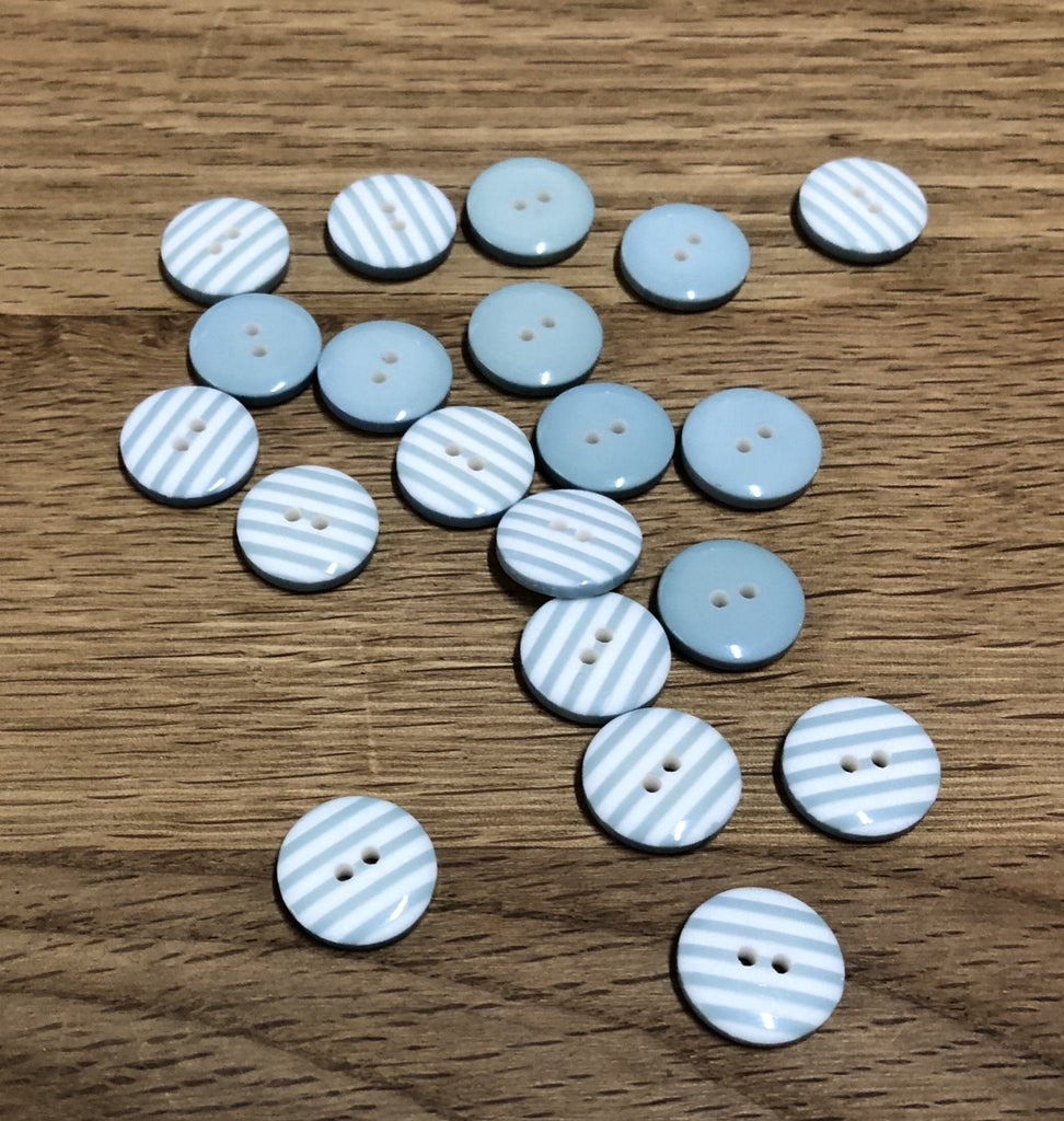 Aqua Stripy Button - 13mm - The Eternal Maker - UK Fabric Shop