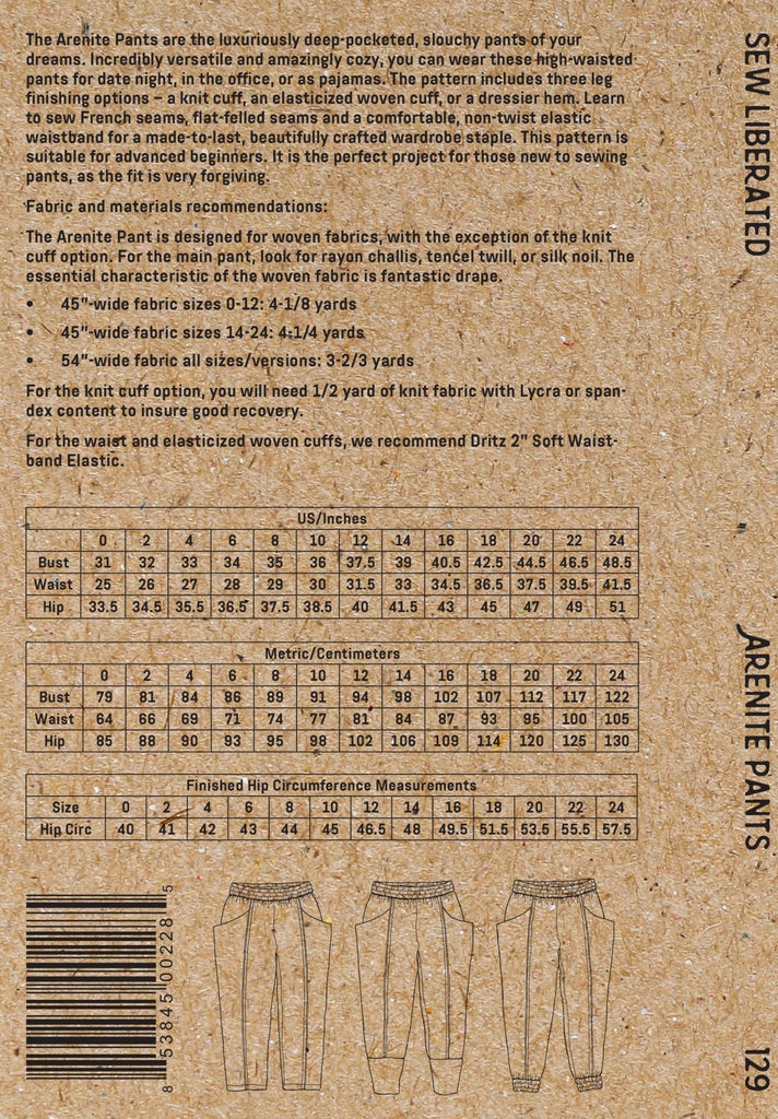 Arenite Pants - Sew Liberated - Digital Download PDF Sewing Pattern - The Eternal Maker - UK Fabric Shop