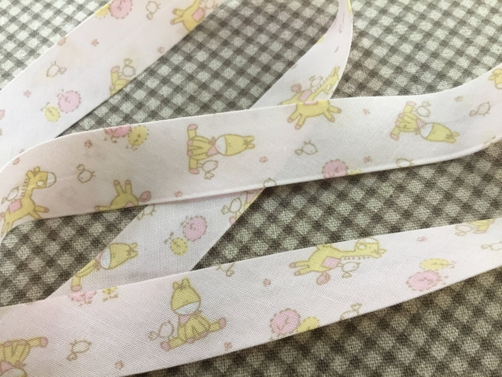Baby Giraffe Bias Binding - Pink - 20mm - The Eternal Maker - UK Fabric Shop