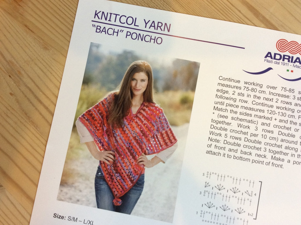 “Bach” Crochet Adult Poncho Pattern - Knitcol Yarn - Adriafil - The Eternal Maker - UK Fabric Shop