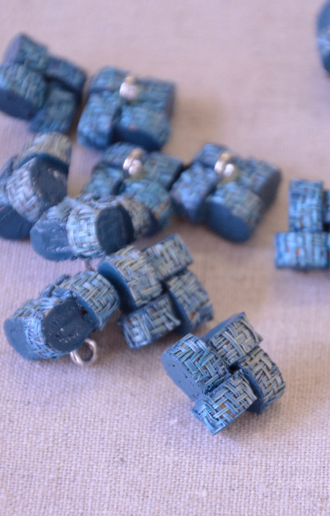Basket Weave Shank Button - 15mm - Blue - The Eternal Maker - UK Fabric Shop