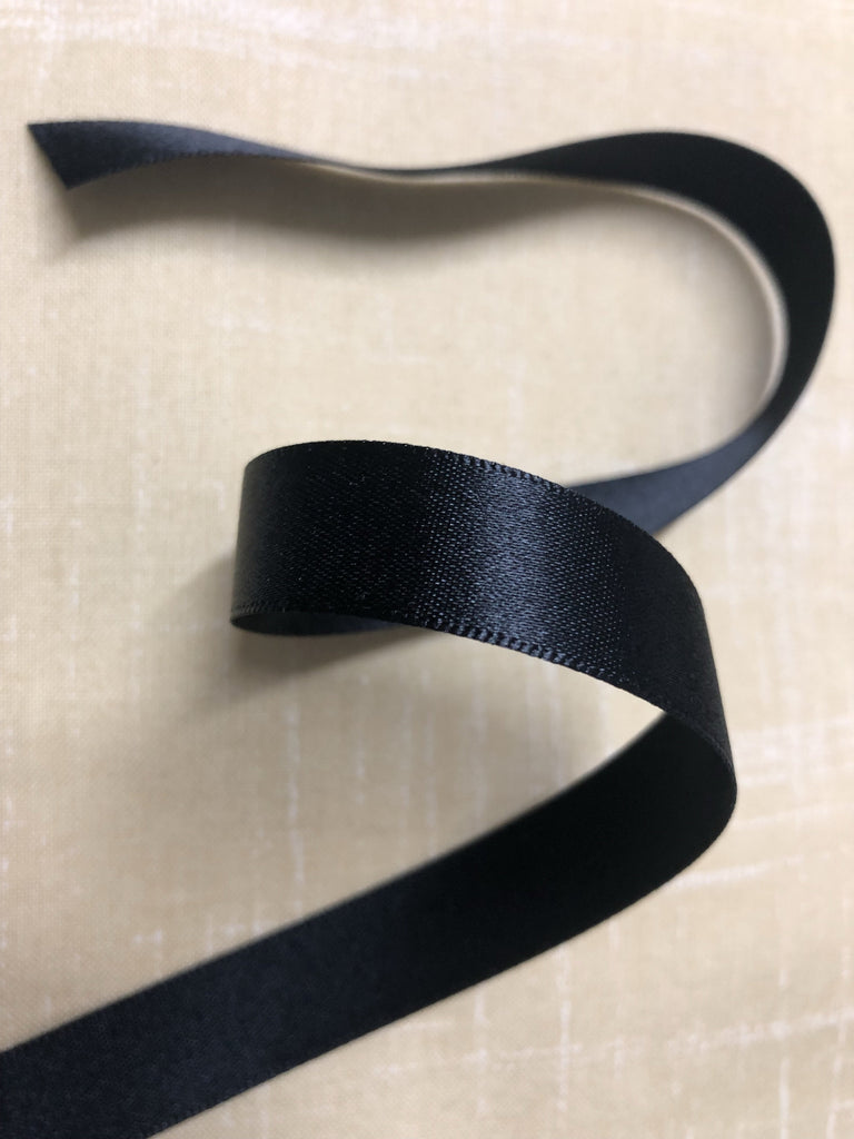 Berisfords Ribbon and Trims Double Faced Polyester Satin Ribbon - Black - 15mm - 010