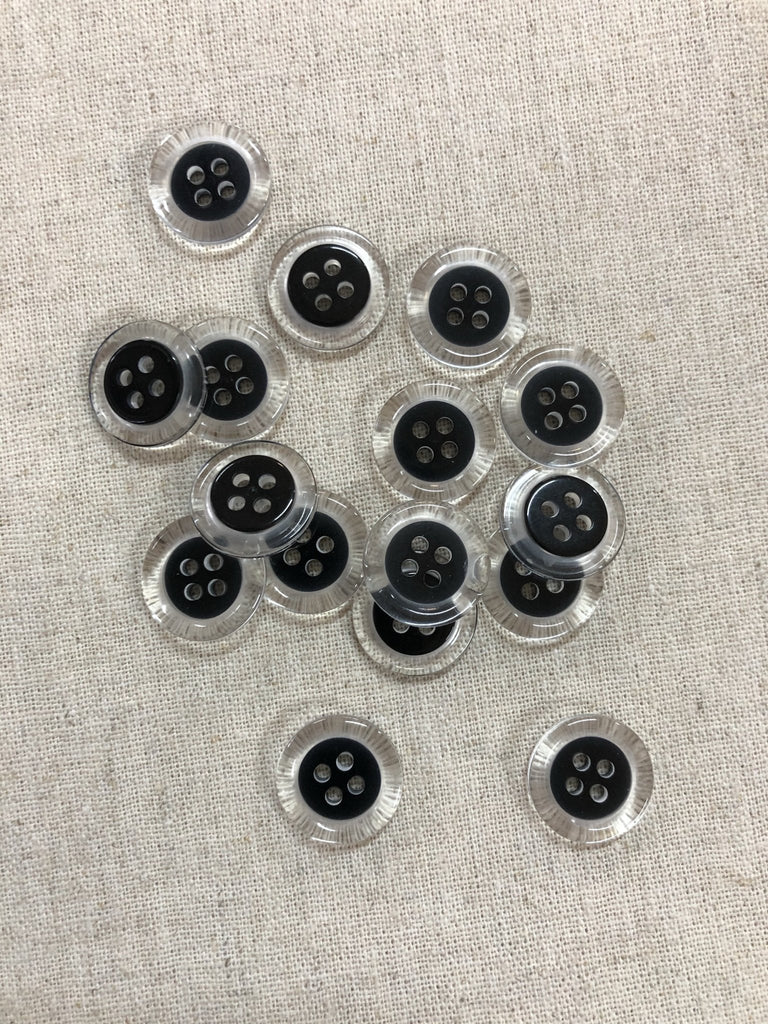 Black Clear Rim Button - 15mm - The Eternal Maker - UK Fabric Shop