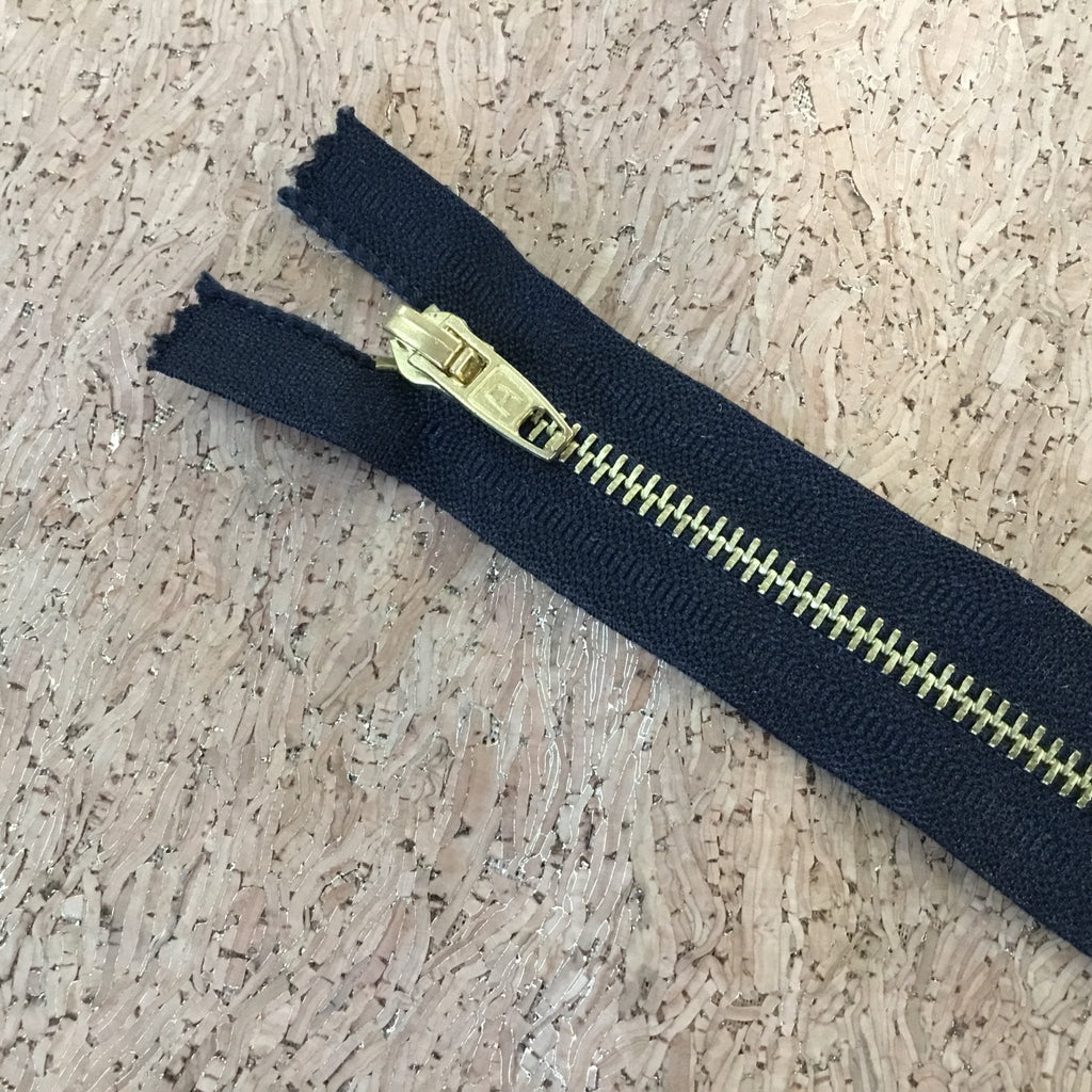 Black - Gold Metal Teeth Zipper - 32cm - closed ended - The Eternal Maker - UK Fabric Shop