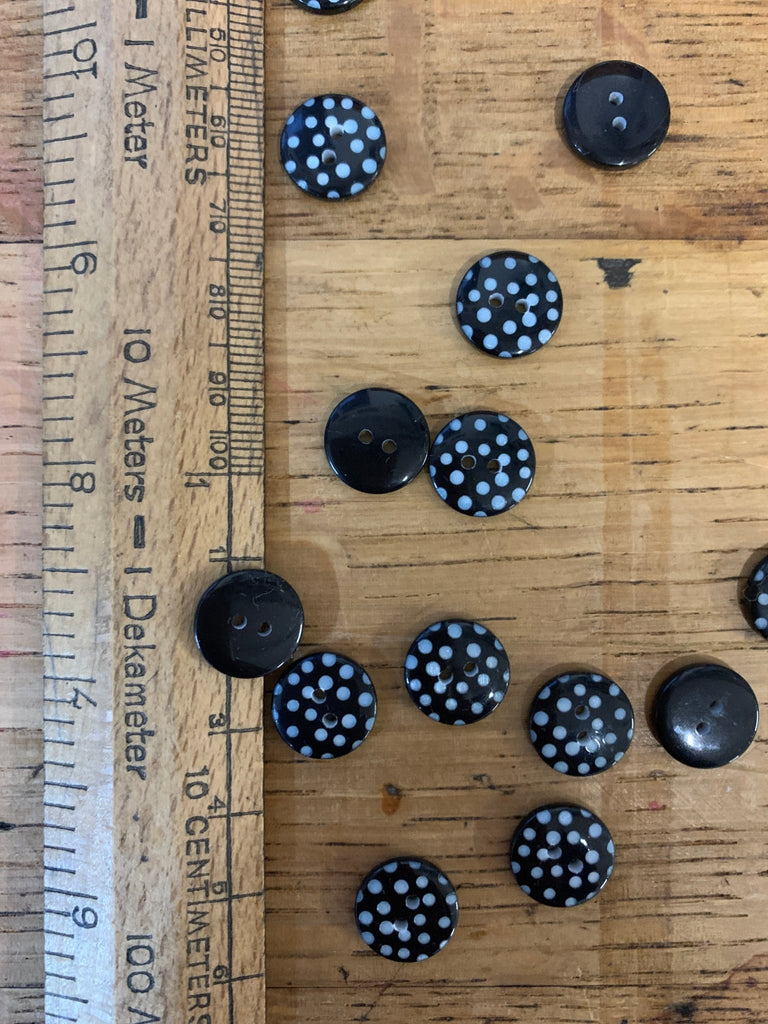 Black Spotty Button - 13mm - The Eternal Maker - UK Fabric Shop
