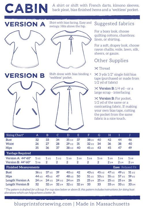 Blueprints for Sewing Dress Patterns Cabin Shirt or Shift - Blueprints for Sewing - Digital PDF Pattern