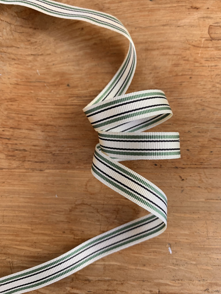 Boater Stripe Ribbon - 10mm - Green - The Eternal Maker - UK Fabric Shop