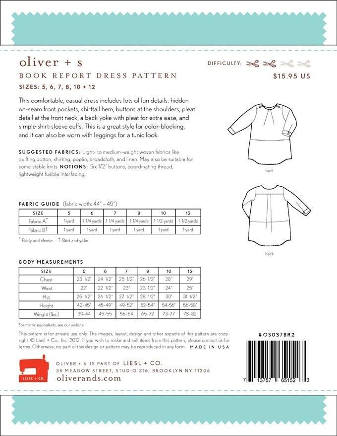 Book Report Dress Sewing Pattern - Oliver + S - The Eternal Maker - UK Fabric Shop