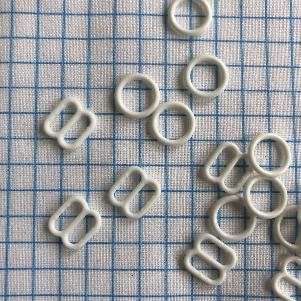 Bra Findings - Rings and Sliders - White - 8mm - The Eternal Maker - UK Fabric Shop