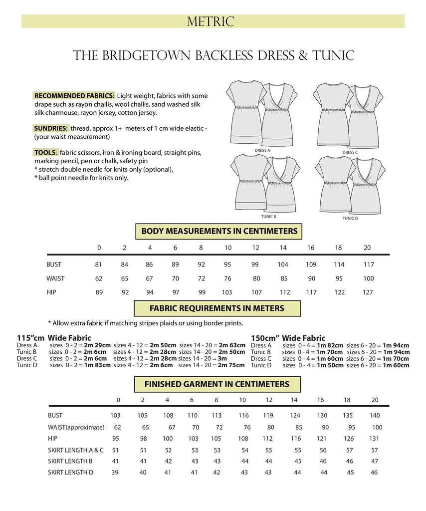 Bridgetown Backless Dress & Tunic - Sew House Seven - Digital PDF Pattern - The Eternal Maker - UK Fabric Shop