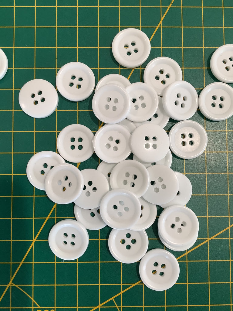Bright white 4 hole ring edged button - 18mm - The Eternal Maker - UK Fabric Shop