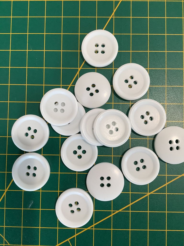 Bright White 4 hole ring edged button - 21mm - The Eternal Maker - UK Fabric Shop