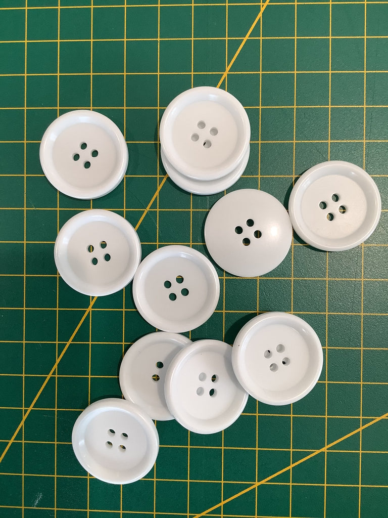 Bright White 4 hole ring edged button - 26mm - The Eternal Maker - UK Fabric Shop