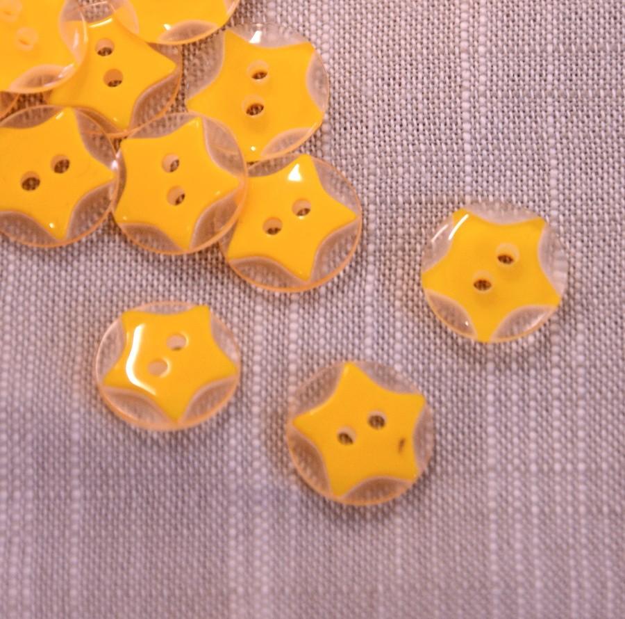Bright Yellow Star Circular Button - 12mm - The Eternal Maker - UK Fabric Shop