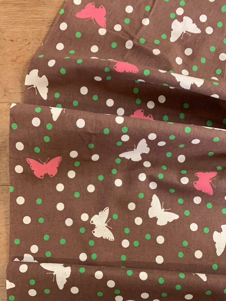Brown Butterflies - Trefle - Lightweight Cotton Linen Blend - The Eternal Maker - UK Fabric Shop
