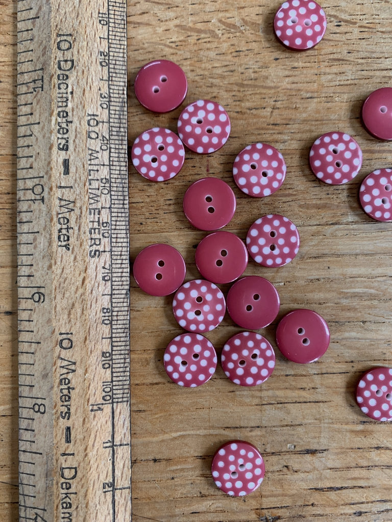 Burgundy Spotty Button - 13mm - The Eternal Maker - UK Fabric Shop