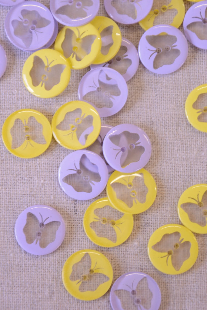 Butterfly Silhouette Button - 15mm - Yellow - The Eternal Maker - UK Fabric Shop