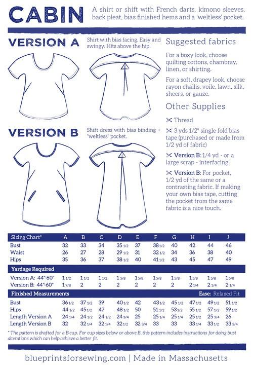Cabin Shirt or Shift - Blueprints for Sewing - Digital PDF Pattern - The Eternal Maker - UK Fabric Shop