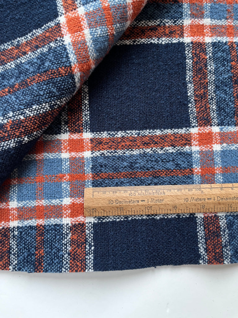 Cerys in Navy - Wool Blend Checked Coating - The Eternal Maker - UK Fabric Shop