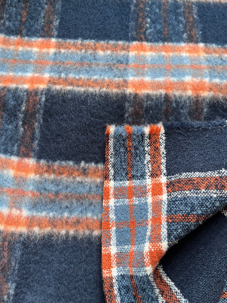 Cerys in Navy - Wool Blend Checked Coating - The Eternal Maker - UK Fabric Shop
