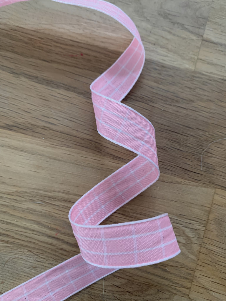 Check Ribbon - 16mm - Pink - The Eternal Maker - UK Fabric Shop