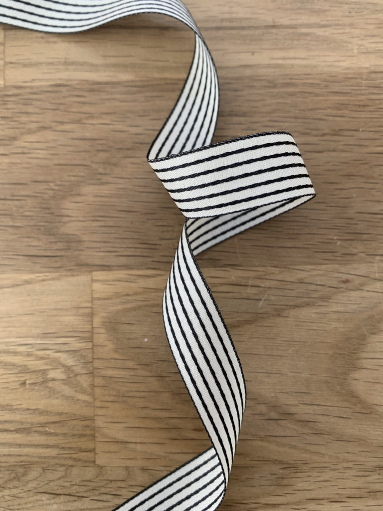 Classic Design Ribbon and Trims Subtle Stripe Ribbon - 16mm - Ivory  Black