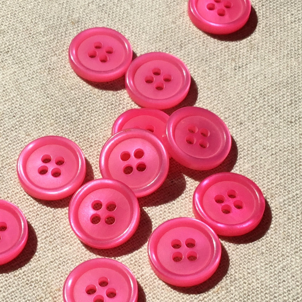 Classic Flat Four Hole Button - 12mm - Hot Pink - The Eternal Maker - UK Fabric Shop