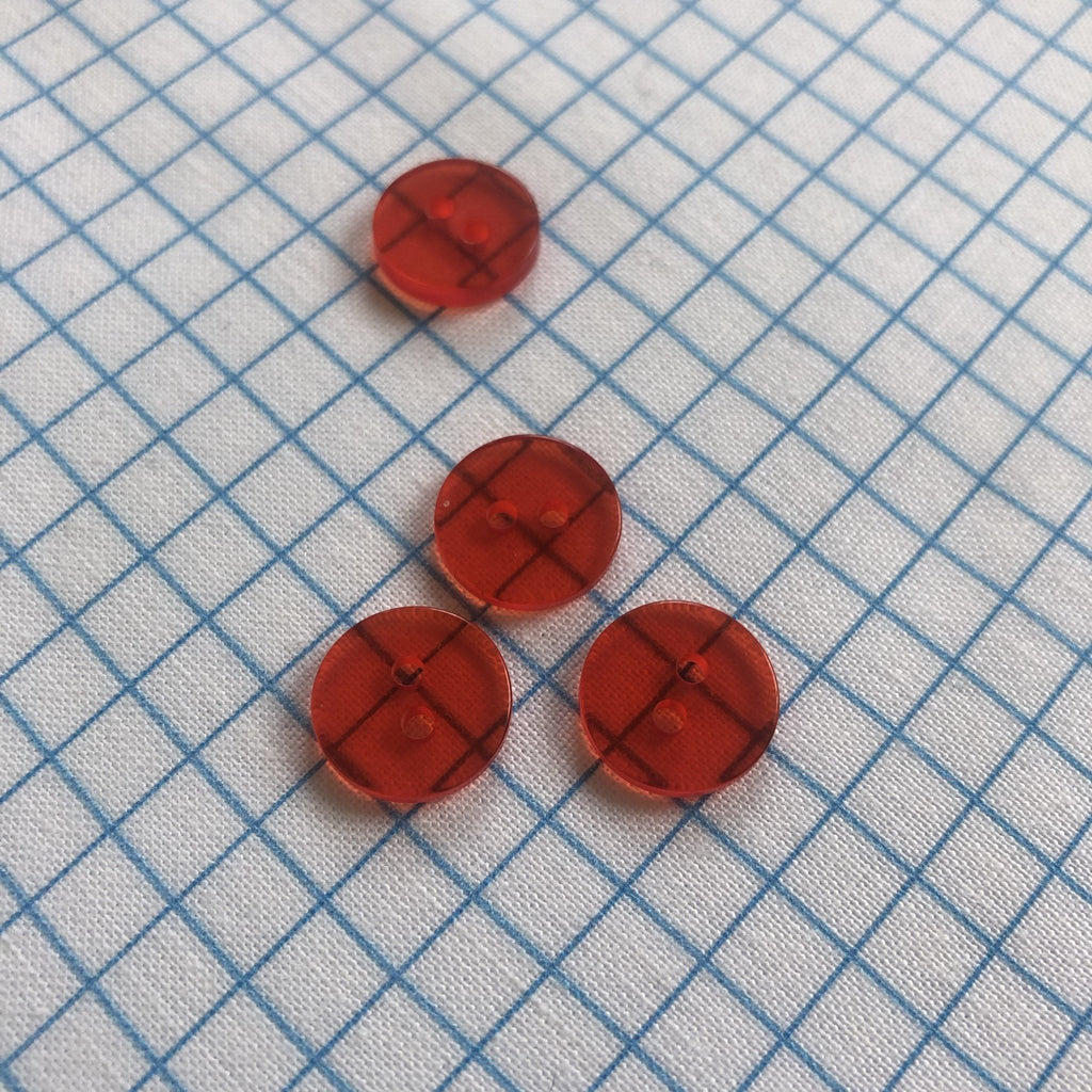 Clear Jelly Buttons - 12mm - Orange Red - The Eternal Maker - UK Fabric Shop
